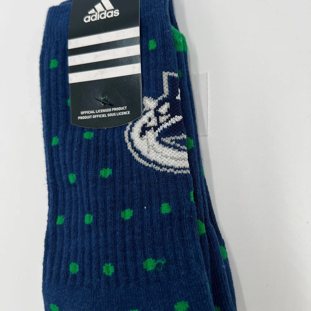 Adidas Vancouver Canucks‎ NHL Womens Crew Socks 2 Pair Pack Blue Green OSFA
